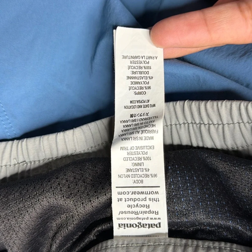 Patagonia Nine Trails Shorts Mens Medium Blue Grey Elastic Waist 6 Inch Inseam